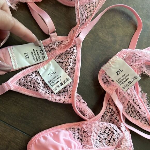 New Lingerie Garter Belt See-Through Erotic Set Lace Bowknot Intimates Thong 3Pc - Picture 11 of 13